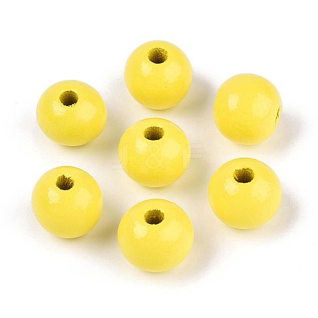 Spray Painted Round Natural Schima Wood Beads WOOD-A018-12mm-04-1