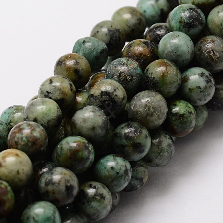 Natural African Turquoise(Jasper) Round Beads Strands G-E329-6mm-41-1