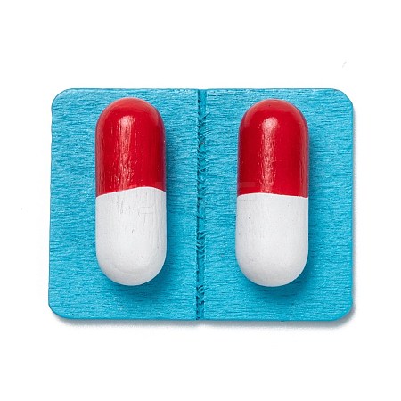 Pill Capsule Shape Wooden Cabochons WOOD-B003-01-1
