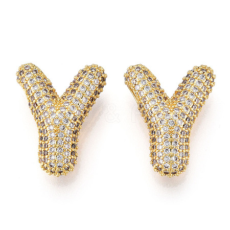 Brass Micro Pave Cubic Zirconia Pendants KK-N254-06G-Y-1