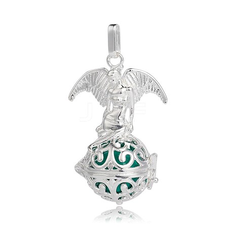 Silver Color Plated Brass Hollow Round Cage Pendants LS-KK-J248-07S-1