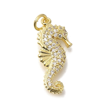 Brass Micro Pave Cubic Zirconia Pendants X-KK-R002-18G-1