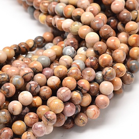 Natural Venus Jasper Beads Strands G-P075-57-6mm-1