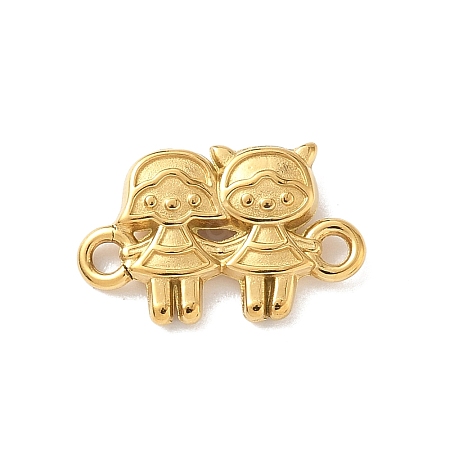 304 Stainless Steel Two Girls Links Connector Charms KK-D503-14G-1