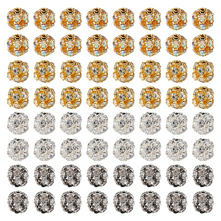 80Pcs 4 Colors Brass Rhinestone Beads KK-TA0002-11B-1