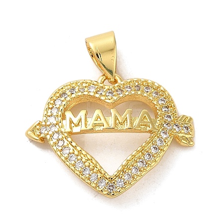 Mother's Day Brass Micro Pave Clear Cubic Zirconia Pendants FIND-Z041-20G-1