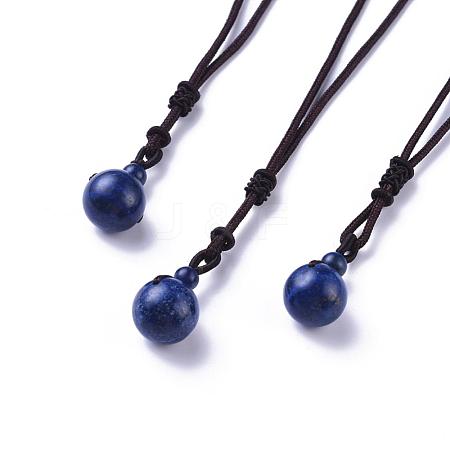 Natural Lapis Lazuli Pendant Necklaces NJEW-P241-A06-1