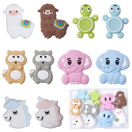 10Pcs 10 Style Silicone Beads SIL-SC0001-04-1