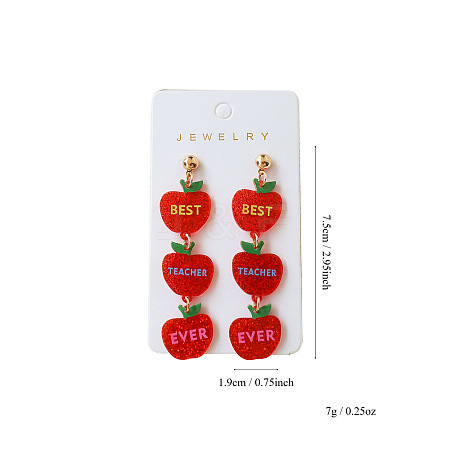 Back to School Acrylic Dangle Stud Earrings FS-WGAA197-04-1