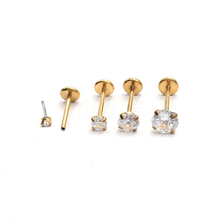 Titanium Steel Clear Cubic Zirconia Threadless Labret Stud WG18B1C-09-1