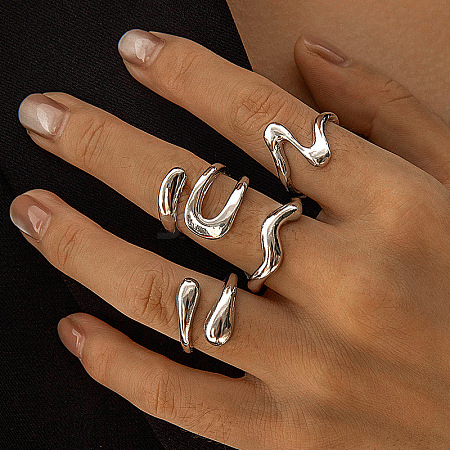 4Pcs Alloy Finger Rings Sets WG7802C-24-1