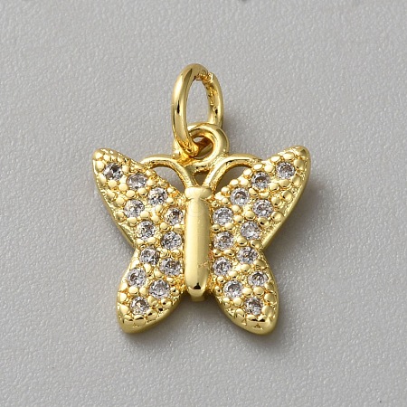 Brass Micro Pave Cubic Zirconia Charms KK-WH20001-13A-1