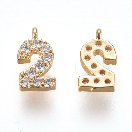 Brass Micro Pave Clear Cubic Zirconia Charms ZIRC-L075-60A-02G-1