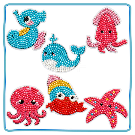 Sea Animal DIY Diamond Painting Sticker Kits DIAM-PW0010-04C-1