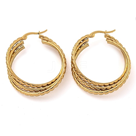 202 Stainless Steel Multi Layered Hoop Earrings EJEW-H003-22G-1