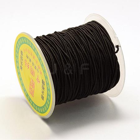  Jewelry Beads Findings Round Elastic Cord, with Fibre Outside and Rubber Inside, Black, 1.2mm; about 35~40m/roll