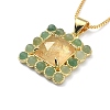 Natural Yellow Agate & Green Aventurine Rectangle Pendant Necklace NJEW-B089-01G-01-3