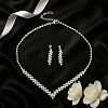 2 Sets 2 Colors Iron Jewerly Sets. Rhinestone Necklace & Stud Earring Sets SJEW-GO0001-07-3