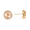 Brass Micro Pave Clear Cubic Zirconia Stud Earring Findings KK-S360-091-NF-2