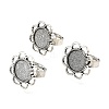 Vintage Adjustable Iron Finger Ring Components Alloy Flower Cabochon Bezel Settings PALLOY-O039-25AS-5