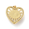 Heart with Eye Brass Micro Pave Clear Cubic Zirconia Pendants KK-G419-07G-01-3