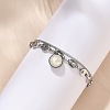 304 Stainless Steel Coffee Bean & Cable Cahin Charm Bracelets for Women BJEW-U024-01P-1