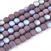 Frosted Opaque Glass Beads Strands GLAA-T032-P4mm-MBB15-1