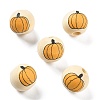 Halloween Printed Schima Wood European Beads WOOD-G023-07C-1