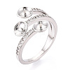 Brass Micro Pave Cubic Zirconia Cup Peg Ring Settings KK-N274-21P-1
