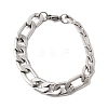201 Stainless Steel Cuban Link Chains Bracelets for Women Men STAS-T077-19B-01P-4