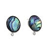 304 Stainless Steel Pave Natural Paua Shell Stud Earring Findings STAS-Z125-10P-2