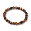 Natural Tiger Eye Round Beads Stretch Bracelets BJEW-JB11490-2