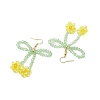 Flower & Bowknot Glass Beaded Dangle Earrings EJEW-TA00518-4