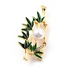 Bamboo Alloy Brooch with Resin Pearl JEWB-O009-12-1