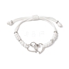 2Pcs Heart Alloy Charm Bracelets BJEW-JB11503-3