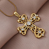 Vintage 304 Stainless Steel with Clear Glass Hollow Cross Pendant Necklaces for Women LS-MR8108-1