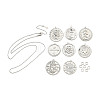 DIY Flat Round Brass Micro Pave Clear Cubic Zirconia Pendant Necklaces Making Kits KK-S386-38P-2