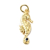 Rack Plating Brass Pave Blue Cubic Zirconia Sea Animal Pendants KK-B092-03G-1