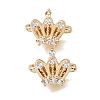 Brass Micro Pave Clear Cubic Zirconia 2-Loop Crown Spacer Bars KK-C258-16LG-1
