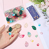 100Pcs 10 Colors Autumn Theme Two-Tone Transparent Glass Charms GLAA-SC0003-11-3
