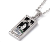 Brass The Star Rectangle Tarot Card Pendant Necklace with Cubic Zirconia NJEW-G095-07P-1