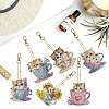 6Pcs Cat DIY Diamond Painting Keychain Kit PW-WG36976-01-3