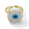 Lampwork Evil Eye Open Cuff Ring RJEW-M147-01LG-05-3