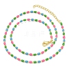 Brass Enamel Column Link Chain Necklaces NJEW-H039-15G-02-2