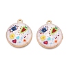 Printed Rack Plating Alloy Enamel Pendants ENAM-T020-02C-1