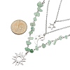 201 Stainless Steel Sun Moon Star Pendant Natural Green Aventurine & 304 Stainless Steel Link Chain 3 Layer Necklaces for Women NJEW-JN05470-03-3