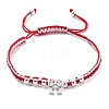 Two Tone Nylon Thread Braided Bead Bracelets BJEW-JB11214-01-1