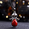 Angel Wings Red Synthetic Turquoise Teardropt Pendant Necklaces CI6428-4-1