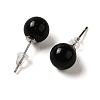 Natural Obsidian Stud Earrings G-B075-02P-01-2