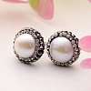 Dome Natural Pearl Stud Earrings PEAR-H026-15-3